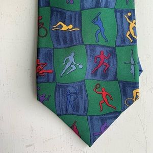 SOLD! Men’s Green & Blue Tie 1996 Atlanta Olympic Games Collection by John Henry
